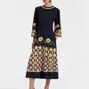 La Doublej Sorella Flare-sleeve Midi Dress In Dazed Placée Black