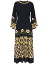 La Doublej Sorella Flare-sleeve Midi Dress In Schwarz