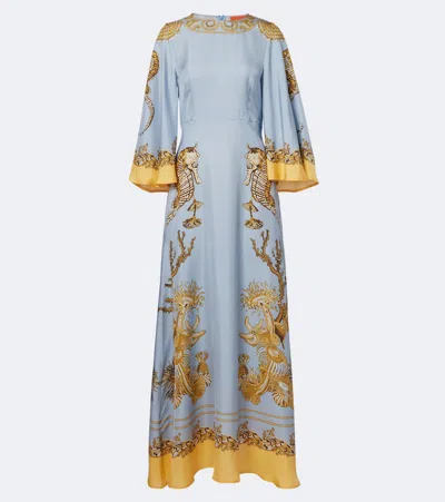 La Doublej Sorella Printed Silk Twill Maxi Dress In Multi