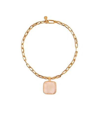La Doublej Soul Pendant Necklace In Gold And Powder Crystals