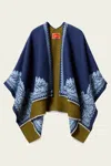 La Doublej Wool And Silk-blend Jacquard Wrap In Blue