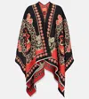 La Doublej Soul Printed Wool And Silk Poncho In Black