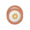 La Doublej Geometric-print Porcelain Dessert Plate (set Of Two) In Apollo Brick