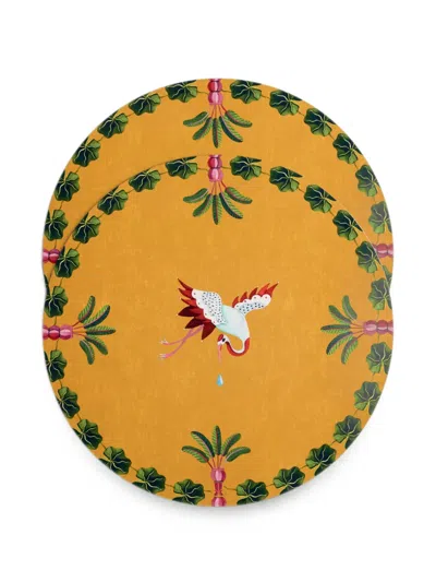 La Doublej Spirit Stork Placemats (set Of Two) In Yellow