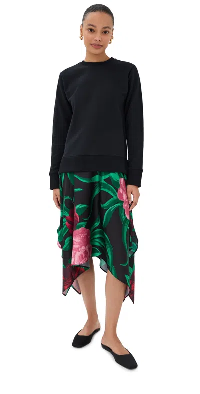 La Doublej Sporty Foulard Dress Peony In Green