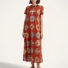 La Doublej Floral-print Swing Dress In Brown