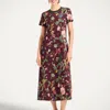 La Doublej Sporty Swing Floral-print Dress In Brown