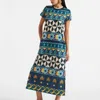 La Doublej Geometric-pattern Cotton Dress In Casareale Barré Emerald