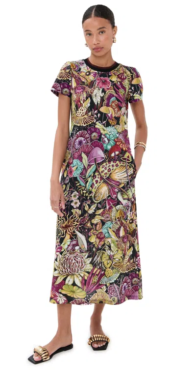 La Doublej Sporty Swing Dress Dark Base Fungi In Multi