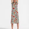 La Doublej La Double J Sporty Swing Floral-print Cotton Midi Dress In Dragonflower Mini Multicolor