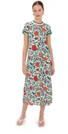 La Doublej La Double J Sporty Swing Floral-print Cotton Midi Dress In Multicoloured