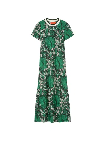 La Doublej Sporty Swing Cotton Jersey Midi Dress In Green