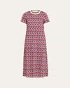 La Doublej Flame-print Short-sleeve Midi Dress In Blue