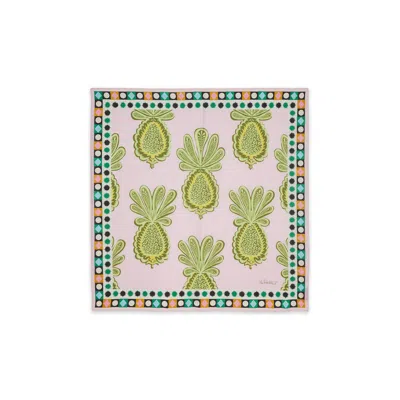 La Doublej Square Scarf In Big Pineapple Pink