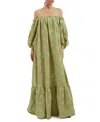 La Doublej Sta-da-dio Off-shoulder Maxi Dress In Begonia Pistacchio