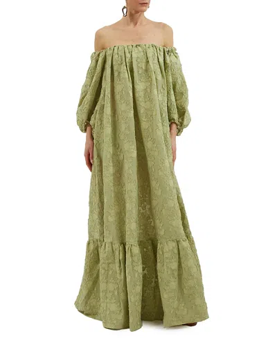La Doublej Sta-da-dio Off-shoulder Maxi Dress In Begonia Pistacchio