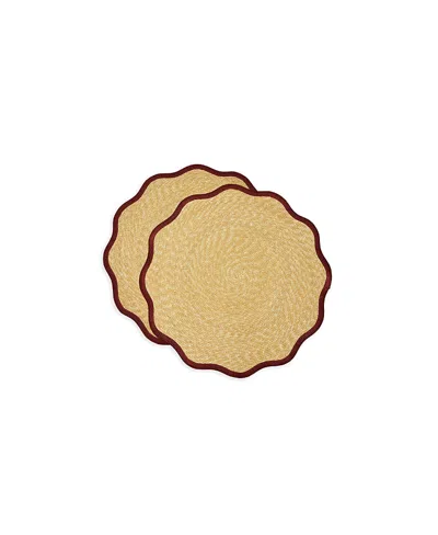La Doublej Straw Cloud Placemats Set Of 2, 16" In Red
