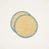 La Doublej Straw Coasters Set Of 2 In Solid Light Blue