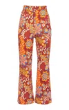 La Doublej Stretch Printed Flare Pants In Multi
