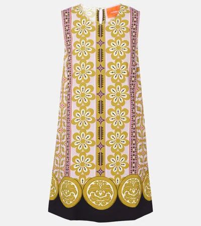 LA DOUBLEJ STRETCH TUNIC PRINTED SATIN MINIDRESS