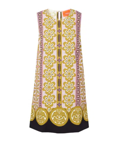 La Doublej Stretch Tunic Printed Satin Minidress In Multi