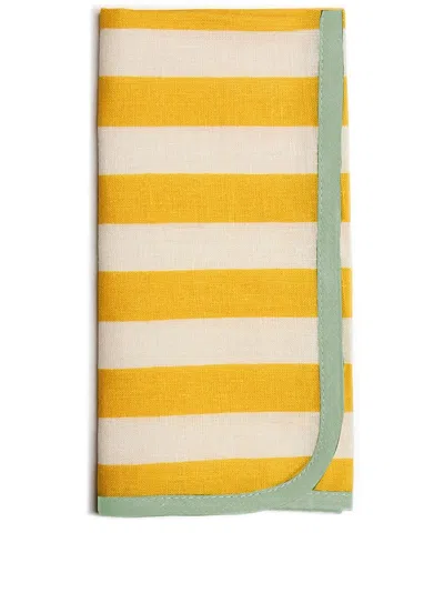 La Doublej Stripe-pattern Napkin Set In Yellow