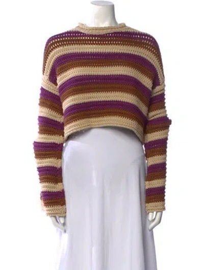 Pre-owned La Doublej Striped Bateau Neckline Sweater In Multi