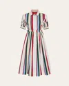 La Doublej Libertine Belted Gathered Striped Cotton-blend Poplin Midi Shirt Dress In Multicolor