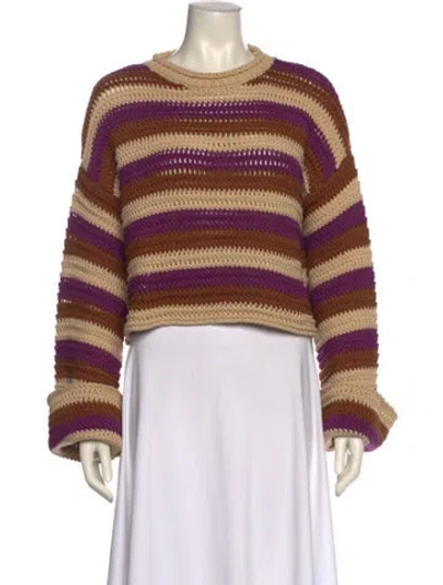 Pre-owned La Doublej Striped Crew Neck Crop Top In Purple