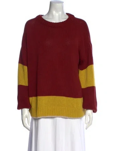 Pre-owned La Doublej Striped Crew Neck Sweater In Burgundy