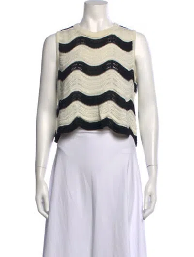Pre-owned La Doublej Striped Crew Neck Sweater In White