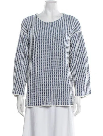 Pre-owned La Doublej Striped Crew Neck Top In Blue/white