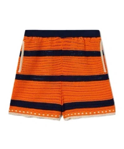 LA DOUBLEJ STRIPED CROCHET SHORTS