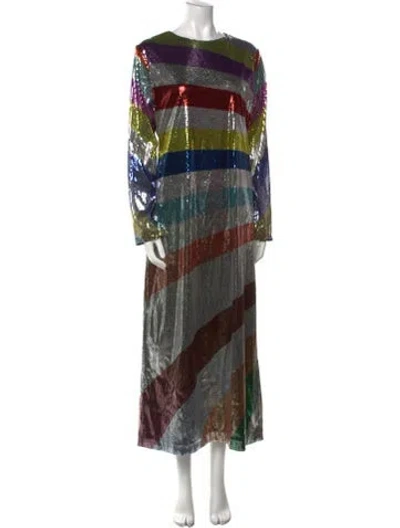 Pre-owned La Doublej Striped Long Dress In Gray