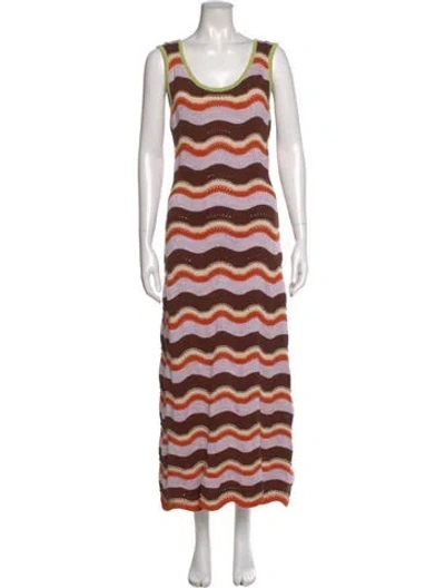 Pre-owned La Doublej Striped Long Dress In Orange