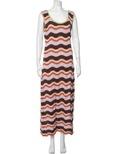 Pre-owned La Doublej Striped Long Dress In Orange