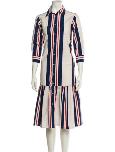 Pre-owned La Doublej Striped Midi Length Dress In Multi