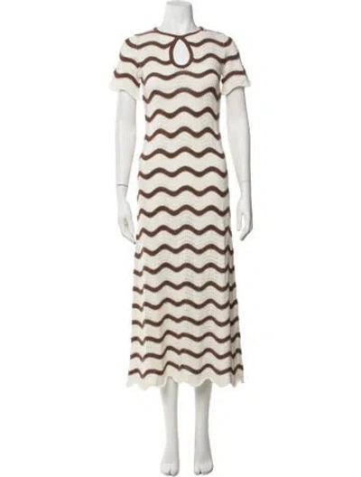 Pre-owned La Doublej Striped Midi Length Dress W/ Tags In White