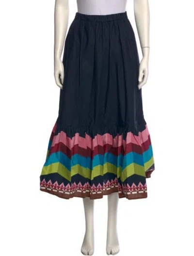 Pre-owned La Doublej Striped Midi Length Skirt In Blue