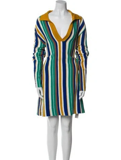 Pre-owned La Doublej Striped Mini Dress In Blue