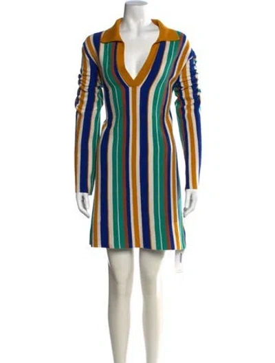 Pre-owned La Doublej Striped Mini Dress In Green