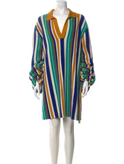Pre-owned La Doublej Striped Mini Dress In Green