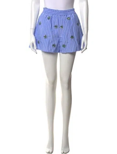 Pre-owned La Doublej Striped Mini Shorts In Blue