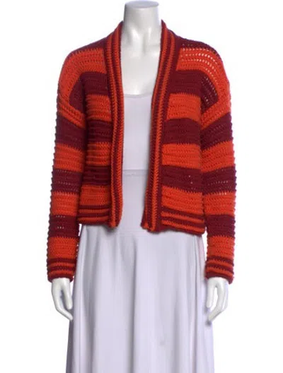 Pre-owned La Doublej Striped Open Front Sweater In Orange