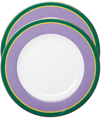 LA DOUBLEJ STRIPED PORCELAIN DINNER PLATES (SET OF TWO)