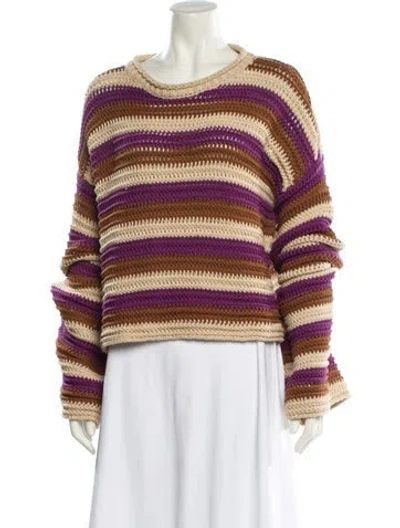 Pre-owned La Doublej Striped Scoop Neck Sweater In Purple