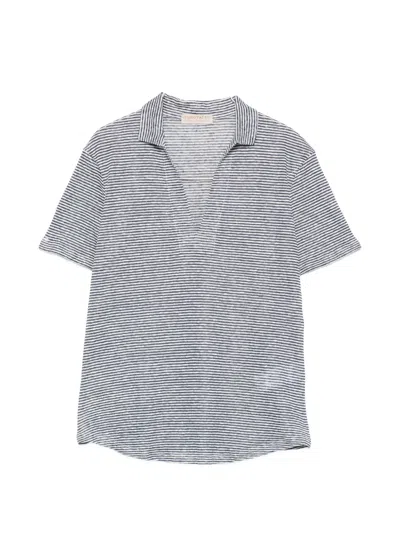 La Doublej Striped V-neck T-shirt In Grey