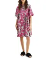 La Doublej Sunburst Cotton Midi Dress In Patterned Crimson
