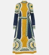 La Doublej Sundowner Cotton Poplin Midi Dress In Blue Beige