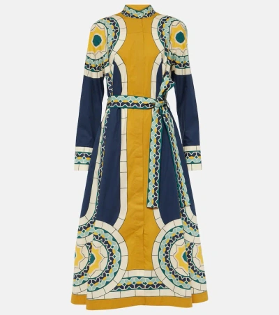 La Doublej Sundowner Cotton Poplin Midi Dress In Multicolour